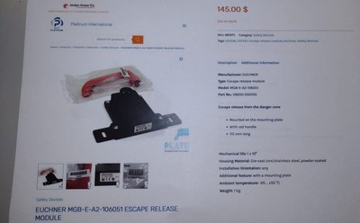 EUCHNER Griffmodul MGB-H-AA1A6-R-111838 & Fluchtentriegelung MGB-E-A2-106051 OVP
