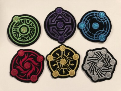 6pc Set: Arcadia Moon Element Embroidered Patches - Iron On Retro JRPG Patch