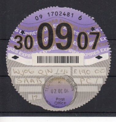 GB Road Tax Disc - Sep. 2007 - see comments in description and below