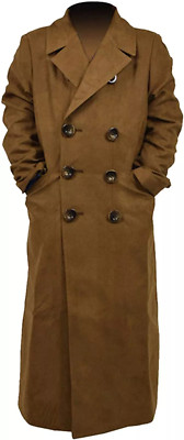 10th Doctor Who Dr. Ten Brown Cosplay Costume Long Cotton Trench Coat