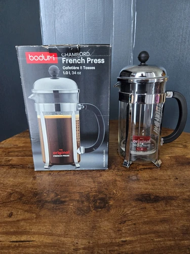 BODUM Chambord Chrome French Press Coffee Maker 34 Ounce / 8 Cup F3