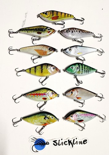 SLICKLINE 75mm 1/2 oz Shallow Diving Rattling Crankbait Fishing Lure 12 COLORS - Picture 70 of 75