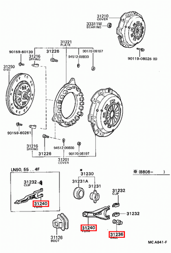 Genuine Hiace LH71 Hilux LN106 LN105 LN100 Clutch Release Fork & Pivot Ball Bolt - Picture 10 of 20