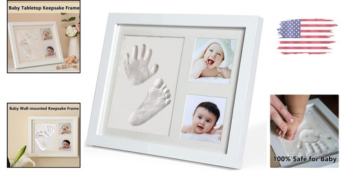 Baby Handprint Footprint Keepsake Kit - Personalized Nursery Picture Frame - Picture 2 of 11