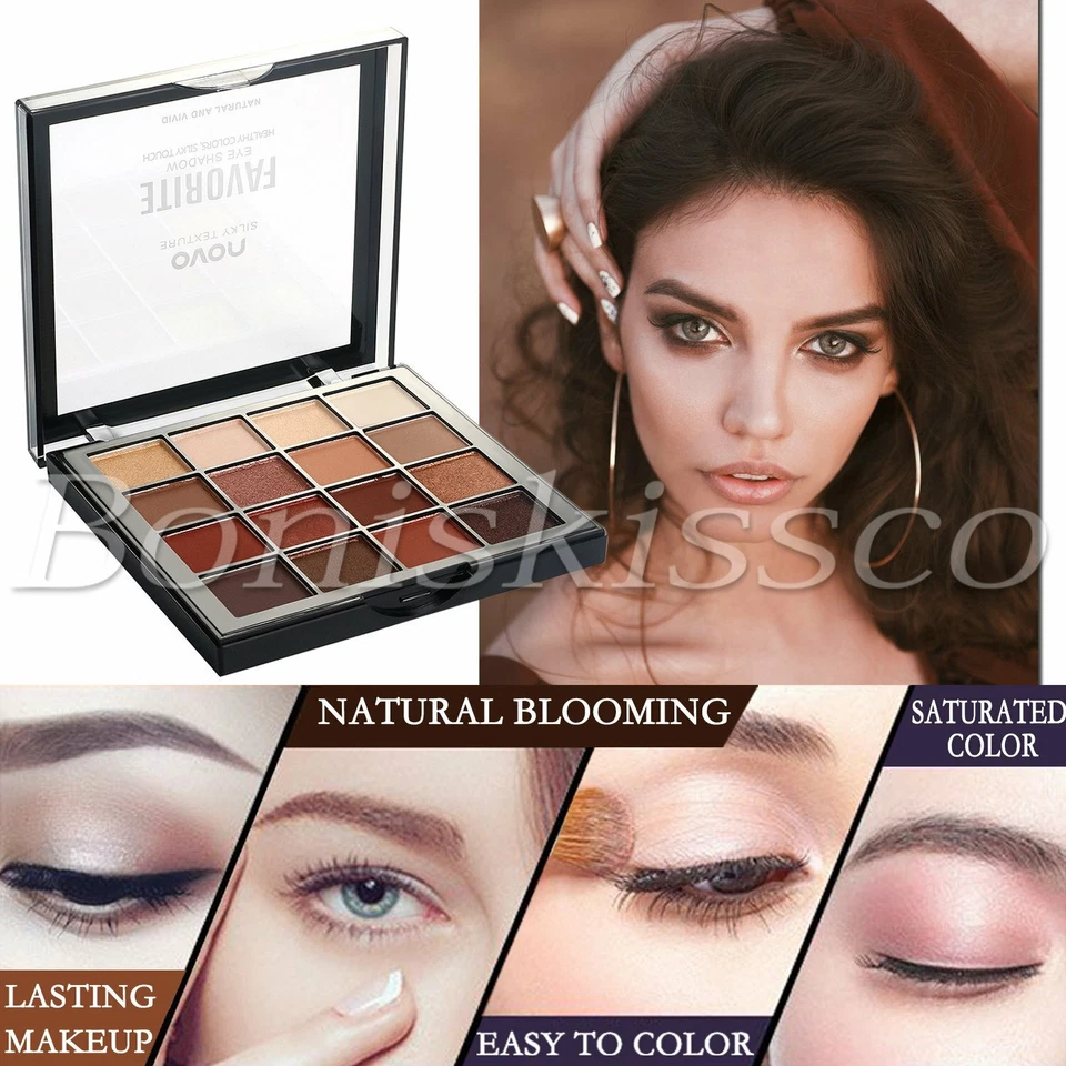 16 Colors Eyeshadow Palette Matte Shimmer Warm Cool Tone Eye Shadow Starter Kit - Image 2 of 4