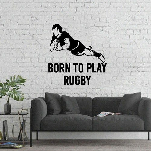 Geboren, um Rugby Sport Zitat Vinyl Wandbild Aufkleber Heim Zimmer Fitnessstudio Wandtattoo - Bild 2 von 5