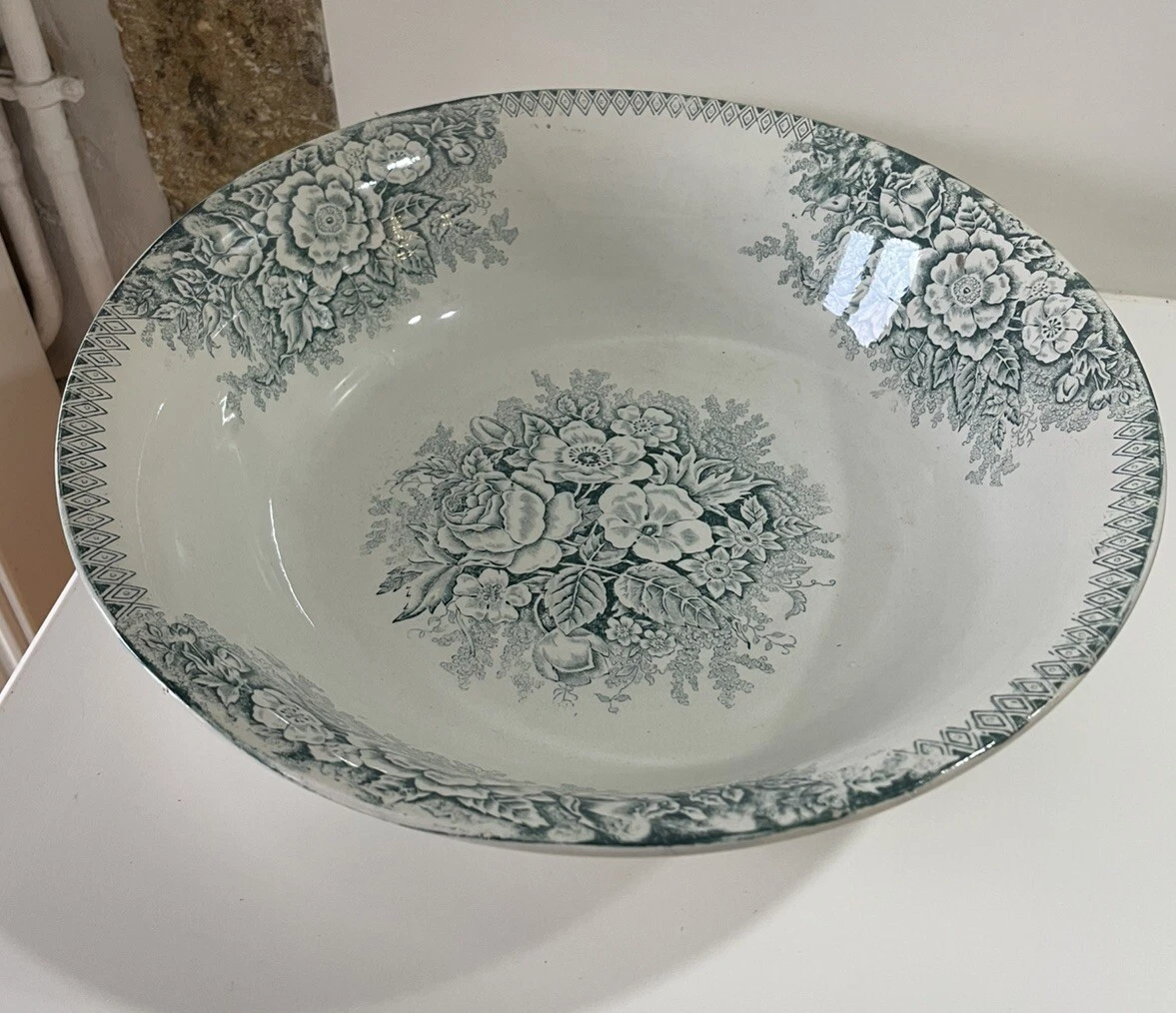 Broc de toilette hamage et moulin des loups beige et liseré rouge Beige/Rouge/Beige Porcelaine