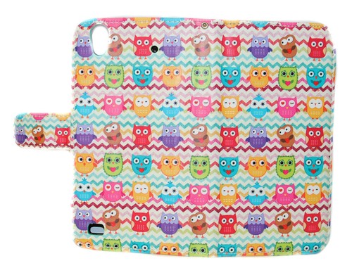 Colorful Owl on Chevron Design Wallet Leather Case for ZTE Quartz Z797C - Picture 3 of 5