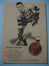 1967 Authenticated Ink (Canadian Centennial Cent) "Coin Card"...Shorty Green!
