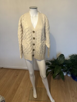 Zara WOOL BLEND CABLE-KNIT CARDIGAN UK