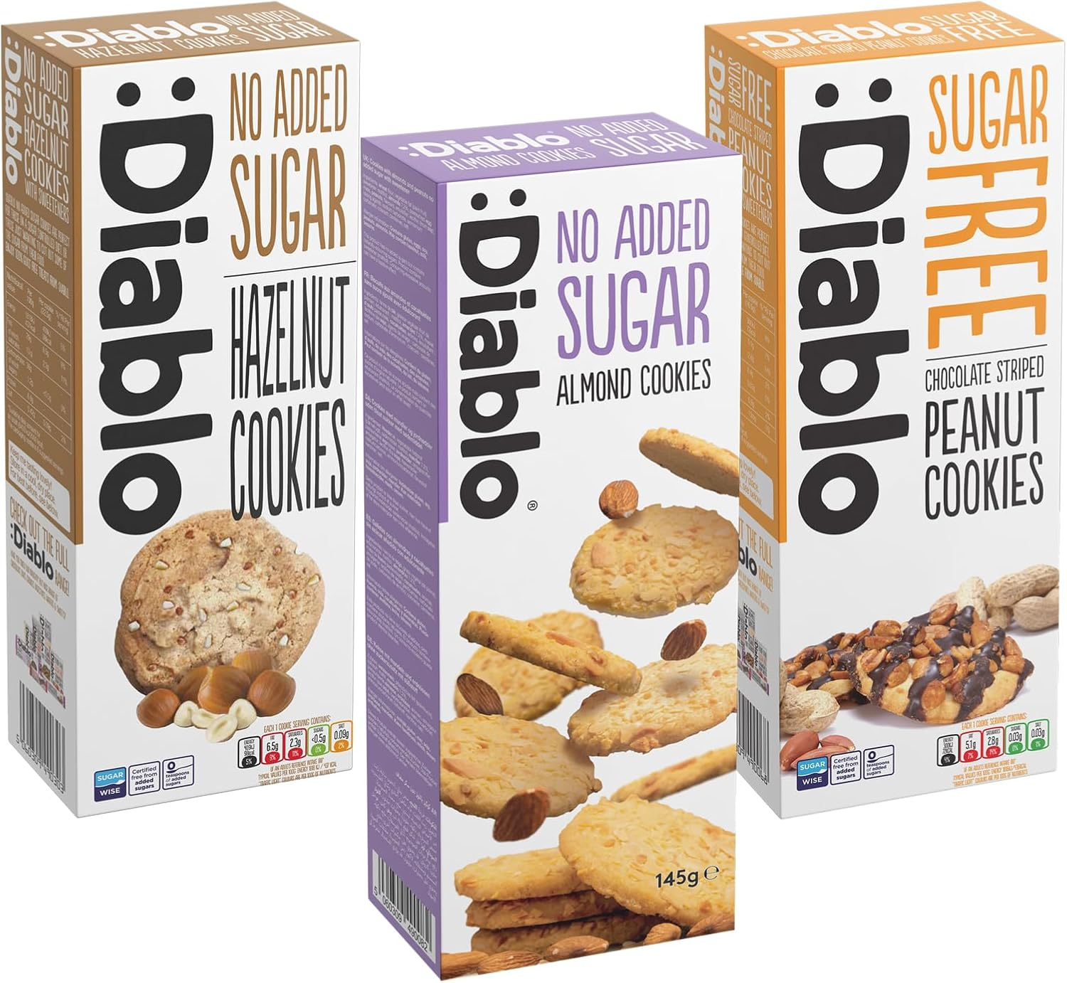 Diablo  No  Added  Sugar  Mixed  Flavours  Luxury  Cookies  Biscuits ( Hazelnut