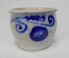 Germany Antique WESTERWALD  Salt Glazed  jar crock cobalt blue decor  6