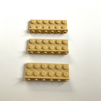 3 Lego Winkelplatten Brackets 2x6 - 1x6 invers beige tan NEU 64570