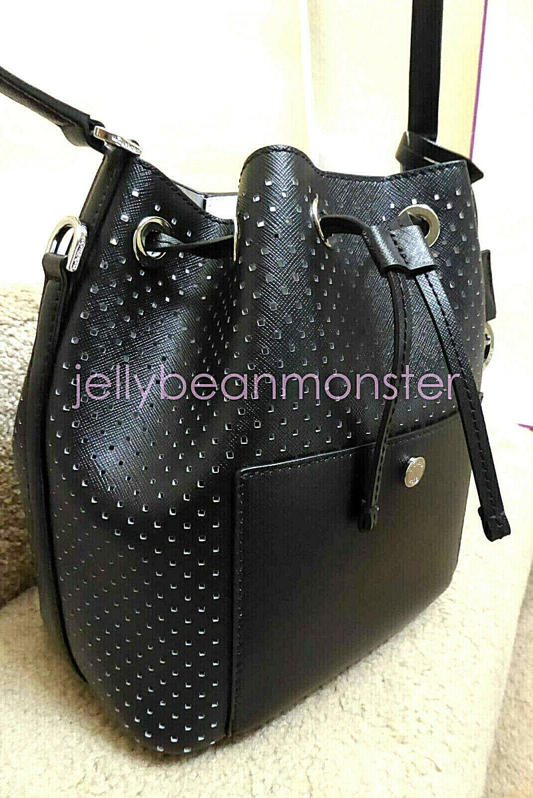 Greenwich Black Leather Large Bucket Bag