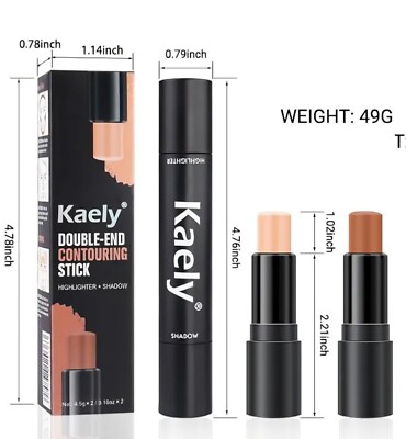 2 Colors Cream Double-End Contour Stick Makeup Kit,  Highlighter Shadow #3