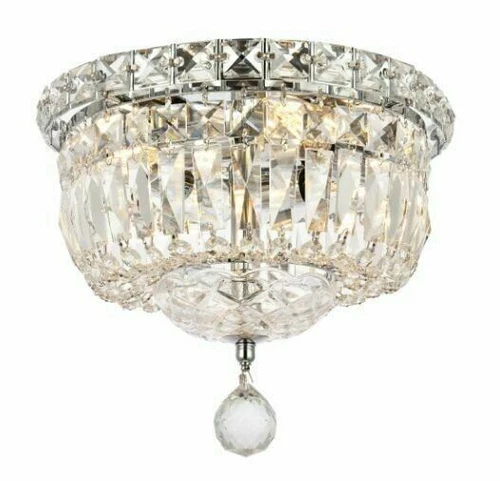 Crystal Chandelier Flush Mount Ceiling 4 Light Fixture Hallway Bathroom Bedroom - Picture 1 of 9
