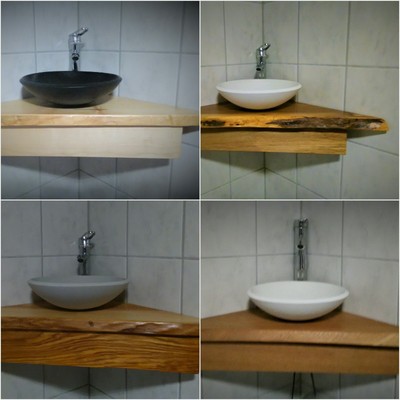 Massivholz Eck waschtisch aufsatzbecken Echtholz Eckwaschbecken Holz