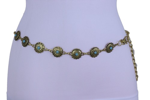 Women Western Fashion Belt Antique Gold 