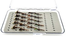 20 Pheasant Tail Nymphs (PTNs) In Fly Box - Trout Flies - Fly Fishing