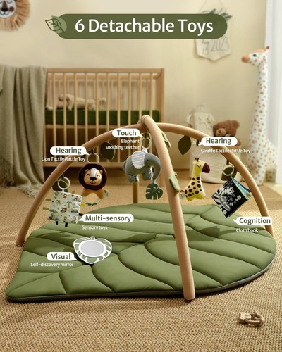 Blissful Diary Baby Play Gym & Activity Mat, Oversize Leaf Shaped Baby Play M... - Picture 3 of 7