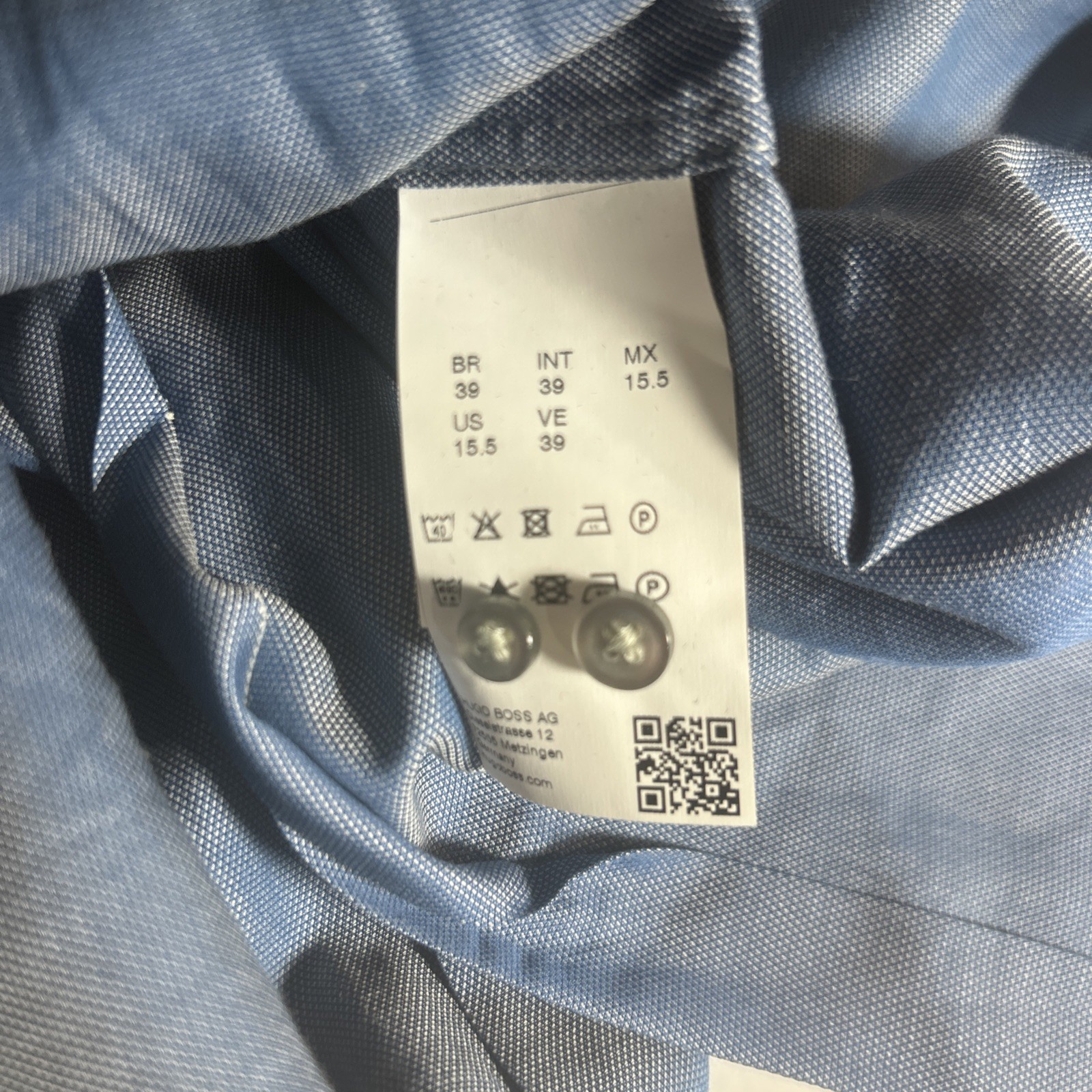 Hugo Boss Enzo 15.5-39 Solid Italian Blue Regular Fit Long Sleeve Dress Shirt thumbnail 13