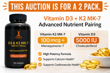 2 pack of 120 Soft gels Vitamin D3 5000IU+K2 MK-7 100mcg  with Coconut MCT Oil