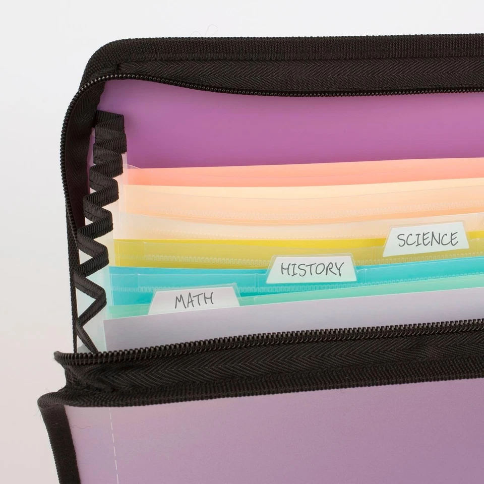 Five Star Expanding File Organizer + Study App, 7-Pocket Accordian Purple  - Image 3 of 4