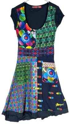 Desigual Damen Rundhalsausschnitt Langes Kleid Größe S, Mehrfarbig - Bild 1 von 4