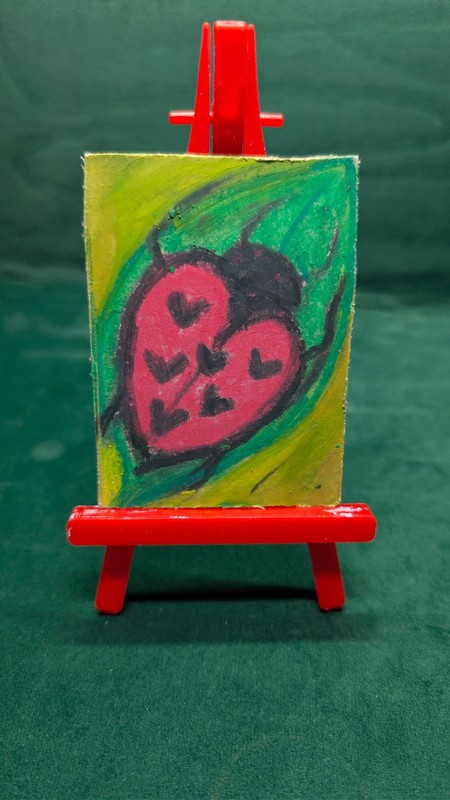 ACEO Original Painting- "Lady Love" Oil pastel Painting 2.5x3.5