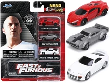 Jada 32482 "Fast & Furious" Movie 3 piece Set Series 4 "Nano Hollywood Rides"