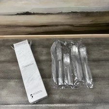 Williams Sonoma Fortessa Lucca Flatware Set 5-Piece Faceted Stainless Steel OB