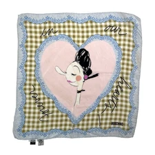 Moschino Silk Popeye and Olive Oyl In Love We Trust Forever Scarf Handkerchief