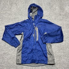 Columbia Jacket Youth 14/16 Blue Hooded Windbreaker Mesh Lined Full Zip Rain