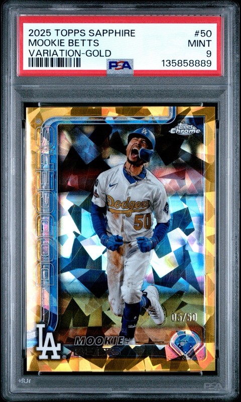 2025 Topps Chrome Sapphire Mookie Betts Image Variation GOLD /50 #50 PSA 9