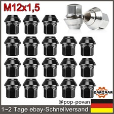 20 Radmuttern Muttern Schrauben M12x1,5 Kegel für FORD Alufelgen Schwarz / Chrom