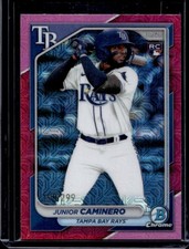 2024 Bowman Mega Box Junior Caminero RC Chrome Mojo Fuchsia Refractor #/299 Rays