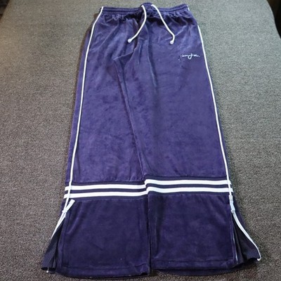 Sean John Baggy Mens XL Blue Track Pants Velour Striped Y2k Vintage Hip Hop
