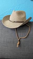 Taupe woven straw braid cowboy Western hat ONE SIZE NEW NWOT braided band