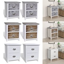2x Nachtkonsole Beistelltisch Nachtschrank Nachttisch Kommode mit 2 Schubladen
