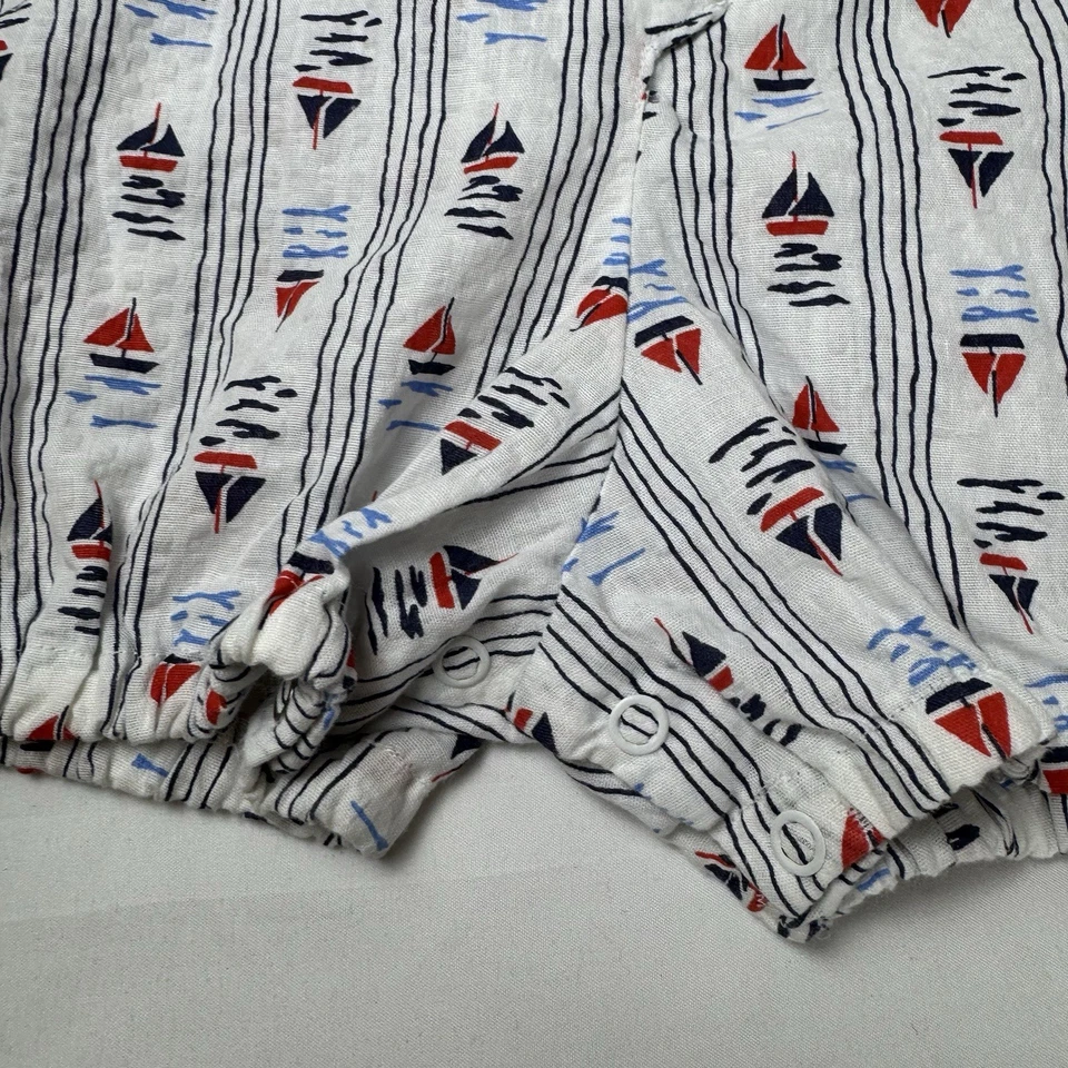 Mameluco bebé velero vintage de una pieza niñas 18 meses hecho a mano con volantes rojo trasero Foto 3 de 4