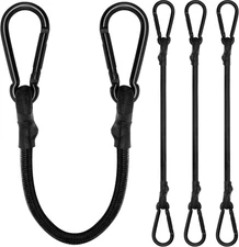 Heavy Duty 12 Inch Bungee Cords with Carabiner Clips, 4 Pack
