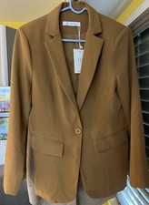 Cicy Bell Womens Casual Blazer Jacket NWT Brown Medium Single Button Notched M