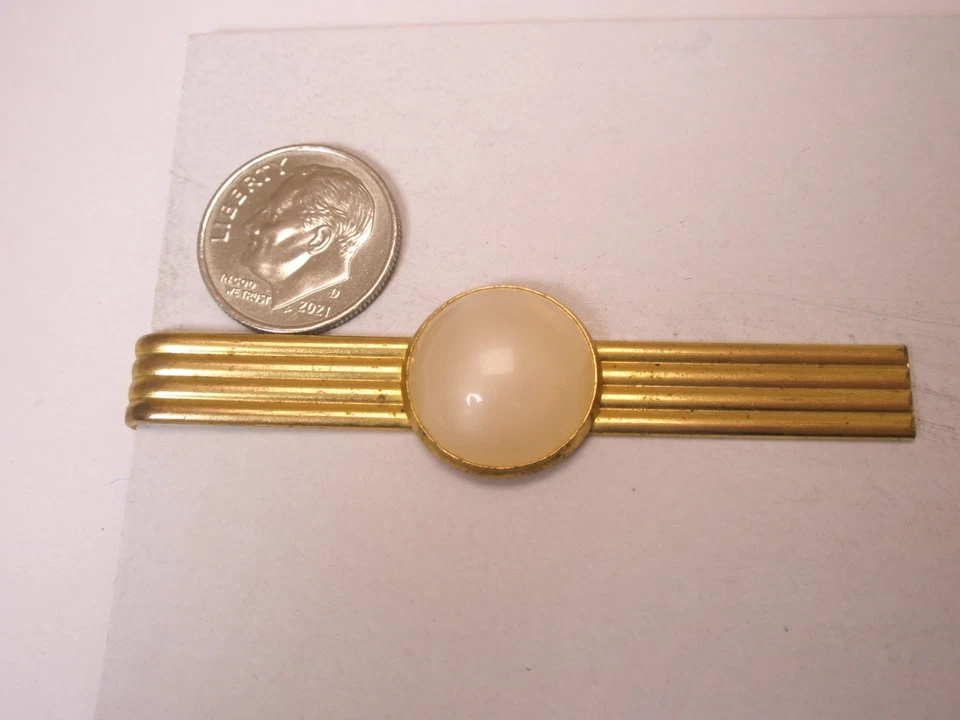 2-1/2" Blanco Madreperla Cabujón De Colección GRANDE Barra de Corbata Clip Diseño Simple Foto 2 de 4