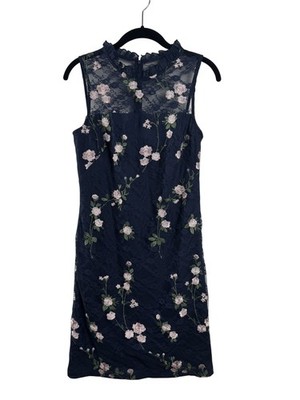 Karl Lagerfeld Paris Dress Womens 2 Floral Lace Embroidered Sheath Elegant Forma