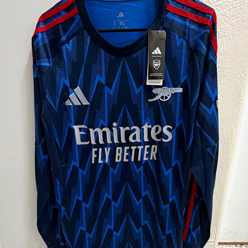 adidas Arsenal Soccer Jersey Long Sleeve AEROREADY Blue Black Red Size L