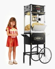 2025 Upgraded 20 oz Popcorn Machine Cart,Popcorn Maker Machine Make Up to 80 Cup