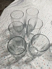 VINTAGE LIBBEY CRISA VERTICAL RIBBED 18oz  CLEAR GLASSES