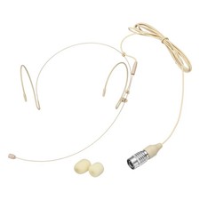Ear Hook Microphone, Double Ear Headset with Audio Technical Type Plug, Beige