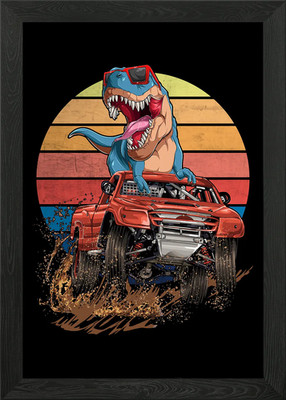 Retro Monster Truck Trex gerahmtes Wandbild Poster Leinwanddruck Bild