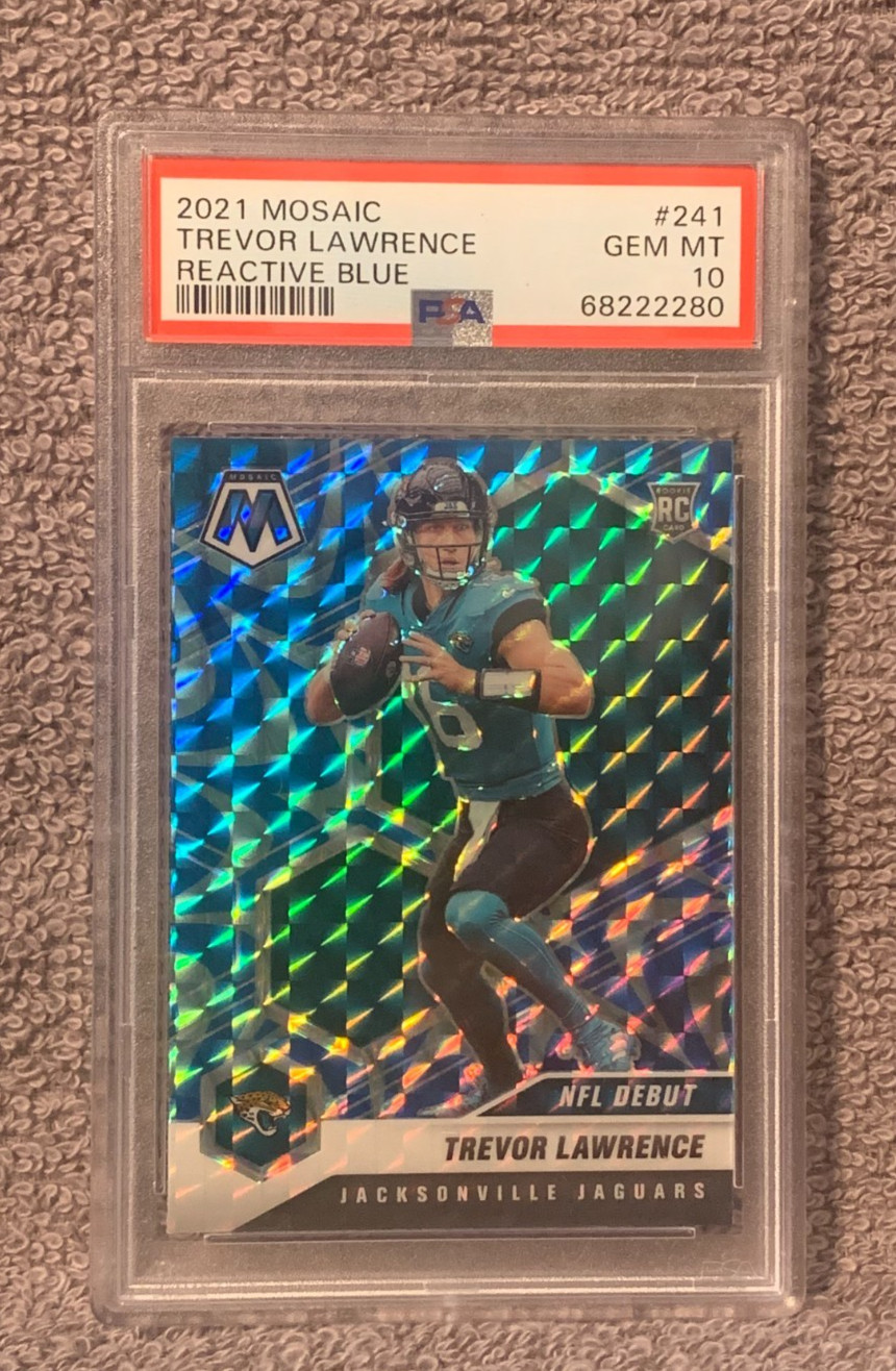2021 Panini Mosaic-Trevor Lawrence #241-Reactive Blue - Rookie Card RC PSA 10